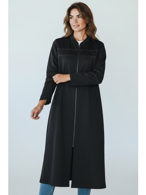 Kadın Önü Fermuarlı Desenli Cepli Mevsimlik Kap