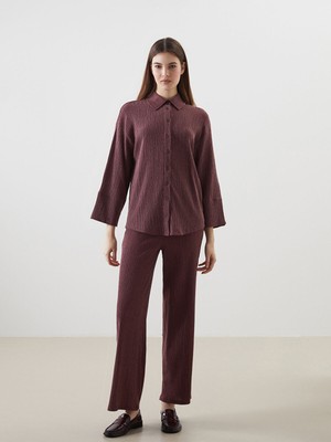 Lc Waikiki Yeni Sezon Standart Fit Dokulu Geniş Paça Kadın Pantolon