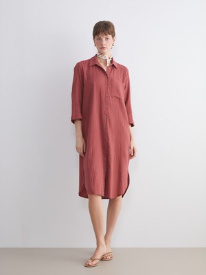 Lc Waikiki Yeni Sezon Dokulu Müslin Gömlek Elbise