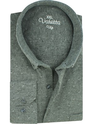 Varetta Büyük Beden Erkek Yeşil Kışlık Yünlü Gömlek – Cepli Geniş Kesim Flanel Model