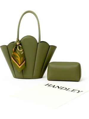 Lüks Tasarım Scallop Omuz & El Çantası Seti (Cüzdan Fular Hediyeli)