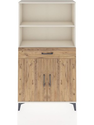 Arges Dolap 3 Raflı Tek Çekmeceli 2 Kapaklı 88X30X163 Aytaşı-Çam