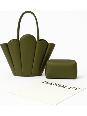 Lüks Tasarım Scallop Omuz & El Çantası Seti (Cüzdan Hediyeli)