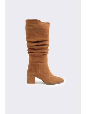 Hakiki Deri Fermuarsız Kadın Çizme