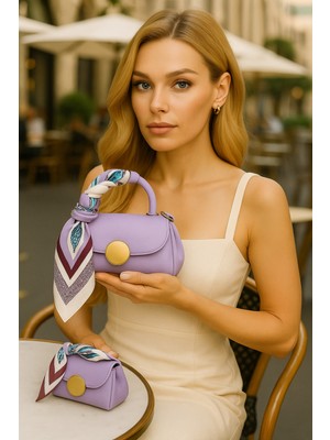 Kadın Şal Detaylı Mini Omuz ve El Çantası