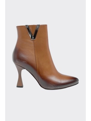 Klasik Hakiki Deri Fermuarlı Kadın Bot