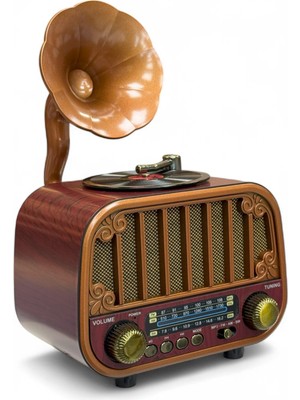 Gramafon Nostalji Radyo,bluetooth Özellikli Eskitme Nostaljik Gramafon Radyo