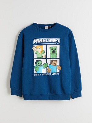Lc Waikiki Yeni Sezon Bisiklet Yaka Minecraft Baskılı Erkek Çocuk Sweatshirt