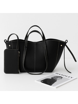 Lüks Büyük Kapasiteli Çift Saplı El ve Omuz Çantası – Cüzdan Hediyeli