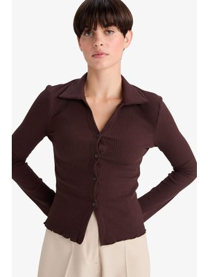 DeFacto Fitted Polo Yaka Fitilli Kaşkorse Hırka G3057AX25WN