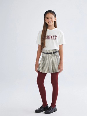 LC Waikiki Bej Pileli Kız Çocuk Şort Etek Pamuk Kumaş Mini Uzunluklu Şık Tasarım