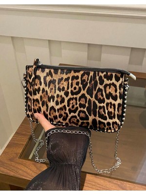 Kadın Vintage Boncuklu Zincir Patchwork Çapraz Çanta