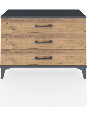 Arges Şifonyer 3 Çekmeceli 88X30X64 Antrasit-Çam