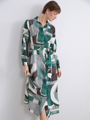 Lc Waikiki Yeni Sezon Desenli Gömlek Elbise