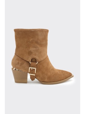 Hakiki Deri Toka Aksesuarlı Kadın Bot