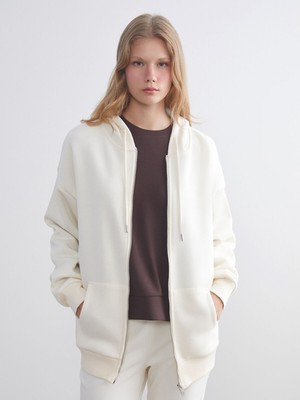 Lc Waikiki Yeni Sezon Kapüşonlu Oversize Kadın Kalın Fermuarlı Sweatshirt