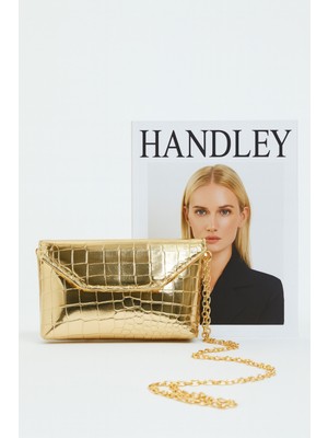 Lüks Kroko Desenli Zincir Askılı Çift Gözlü Omuz Çantası