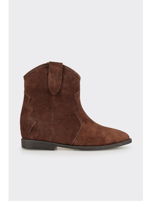 Kahve Deri Kadın Western Bot