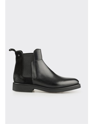 Siyah Deri Erkek Klasik Bot