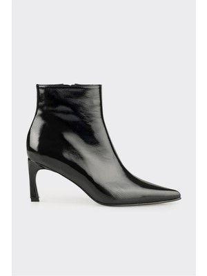 Siyah Deri Kadın Klasik Bot