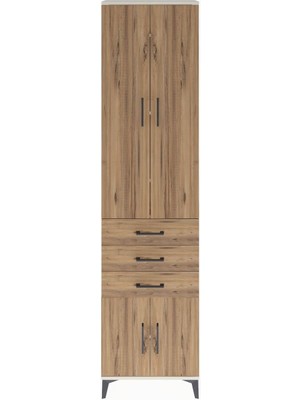Arges Dolap 5 Raflı 3 Çekmeceli 4 Kapaklı 60X30X243 Aytaşı-Çam