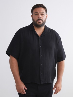 Lc Waikiki Yeni Sezon Büyük Beden Resort Yaka Kısa Kollu Müslin Erkek Gömlek