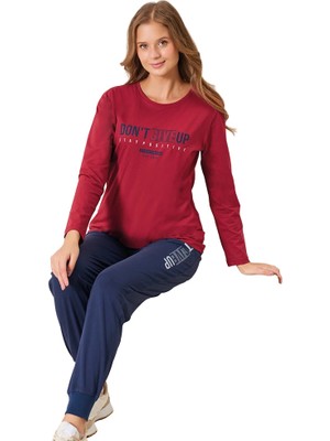 Over Sleep 3198 Kadın Kışlık Süprem Yuvarlak Yaka Eşli Pijama Takımı