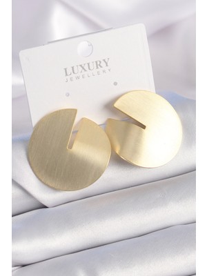 Pirinç Gold Renk Daire Plaka Model Kadın Küpe