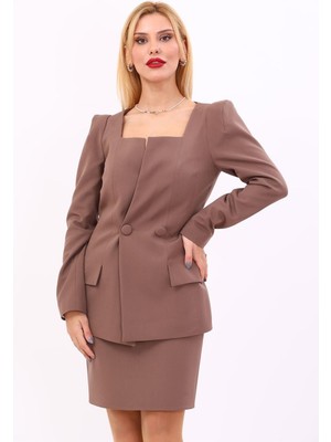 Kare Yaka Ceket-Kahve