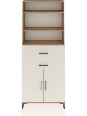 Arges Dolap 4 Raflı 2 Çekmeceli 2 Kapaklı 88X30X221 Çam-Aytaşı