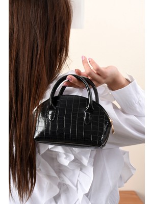 Lüks Tasarımlı Çapraz Çanta Timsah Deri Baskılı