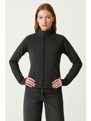 Dar Kesim Örme Dik Yaka Fermuarlı Hırka