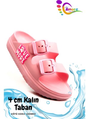 Sermoda Çift Toka Hafif Eva Yazlık Plaj Çocuk Terliği Havuz Terliği Lavabo Terliği Lm Pembe