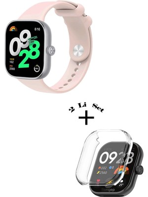 Xiaomi Redmi Watch 4 / 5 Uyumlu Yumuşak Silikon Kordon + Kasa ve Ekran Koruyucu