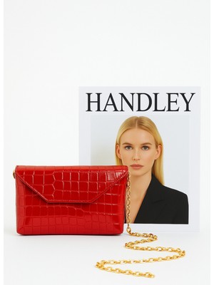 Lüks Kroko Desenli Zincir Askılı Çift Gözlü Omuz Çantası