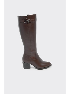 Hakiki Deri Fermuarlı Kadın Çizme