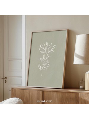 Adaçayı Yeşili Minimal Botanik, Çiçek Sanatı, Botanik Çizgi Sanatı
