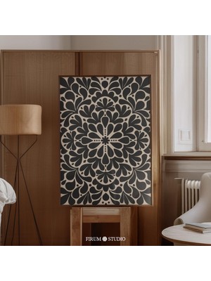 Soyut Çiçek Sanatı, Orta Yüzyıl Modern, Siyah Sanat, Çiçek Illüstrasyonu