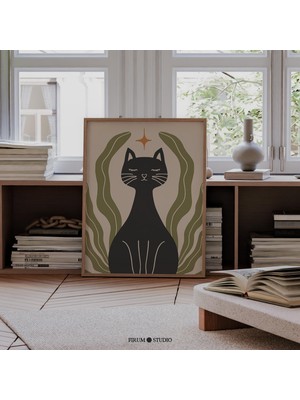 Kasvetli Siyah Kedi Sanatı, Koyu Bohem Duvar Sanatı, Cadı Modern Duvar Dekoru