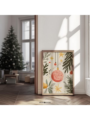 Nostaljik Noel - Eklektik Bir Oda Için Bohem Tatil Dekoru | Retro Noel ve Benzersiz Tatil Sanatı | Şenlikli Sanat |