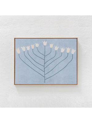 Bahar Çiçeği: Yatay Sanat. Iskandinav Bohem Ev / Yatak Odası Dekoru, Açık Mavi / Pastel Çiçekli Duvar Sanatı