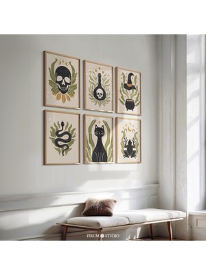 Toprak Tonları Boho Cadılar Bayramı 6'lı Set Sanat