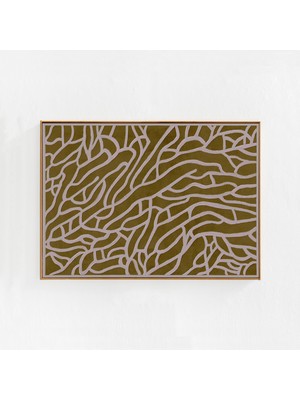 Iskandinav Boho Duvar Sanatı: Soyut, Eklektik Sanat. Zeytin Yeşili Toprak Tonlarında Yatay Sanat Deseni Ev Dekorasyonu