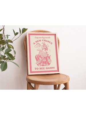 Retro Bal Arısı Duvarı, Yaban Arısı Posteri, Olumlu Söz, Trend Sanat