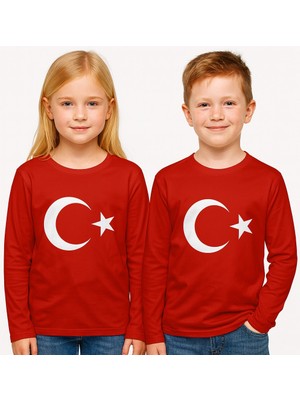 Ayyıldız Baskılı Uzun Kol Tişört