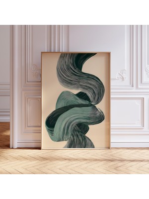 Adaçayı Yeşili Soyut Sanat: Orta Yüzyıl Modern Duvar Dekoru ( & )
