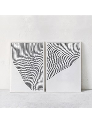 Siyah Beyaz Soyut Sanat 2'li Set