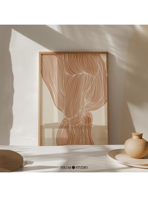 Soyut Akan Çizgiler Yanık Turuncu Sanat, Oturma Odası Için Sıcak Modern Bohem Tasarım |