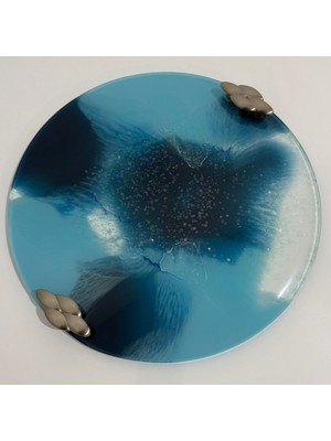 Renkli Epoksi Tasarım Tepsi Serisi (Özel Tasarım) - 30 cm