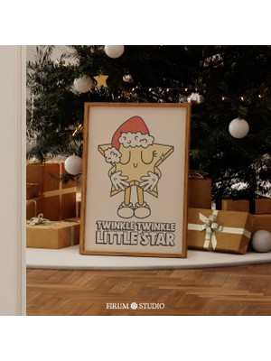 Retro Yıldız Noel Duvar Sanatı